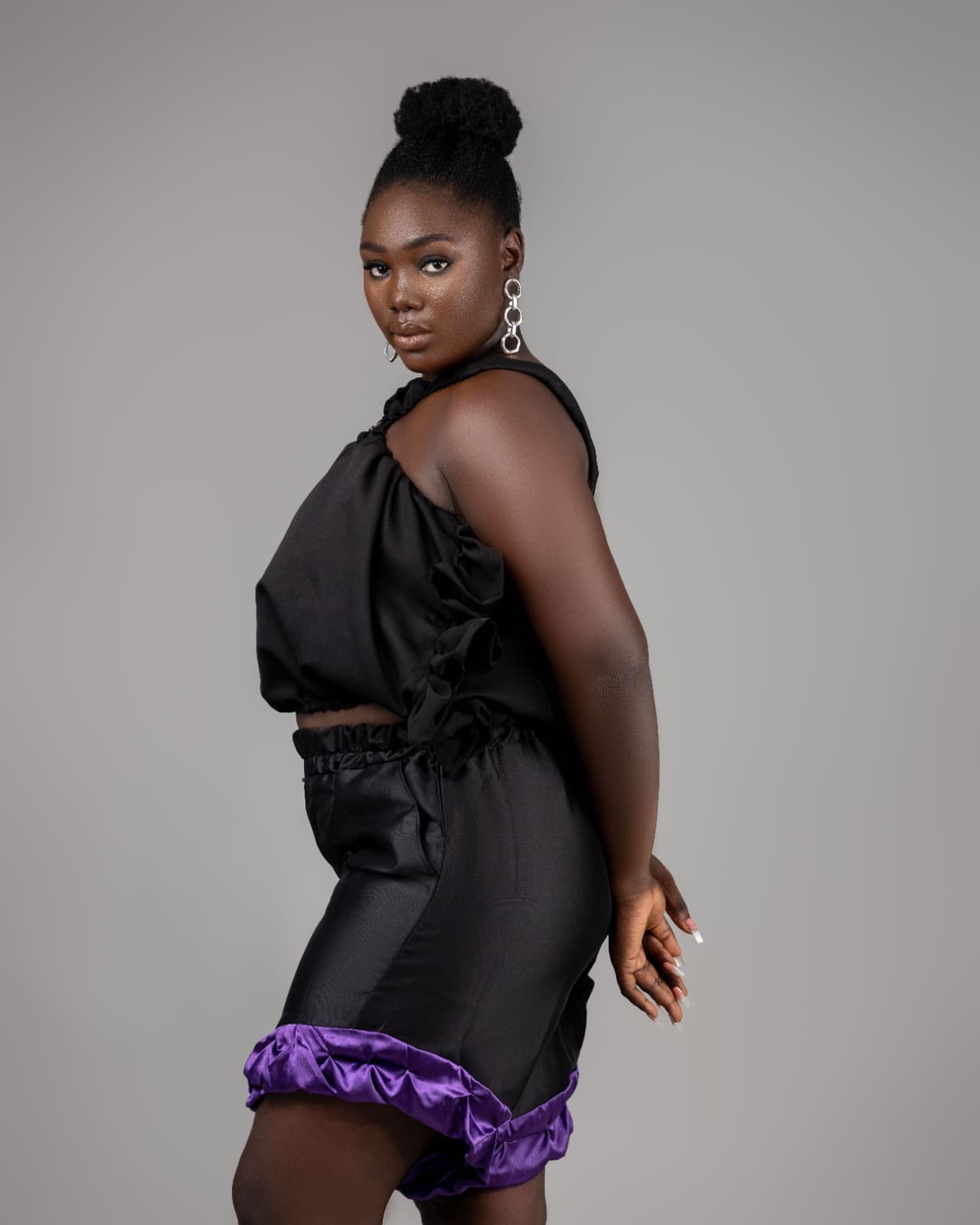 Happy Black Asymmetrical Shorts